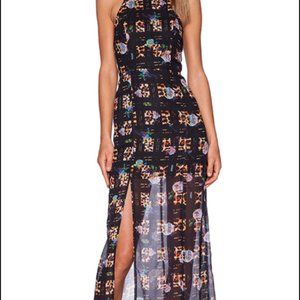 Black maxi with animal print and colorful accents